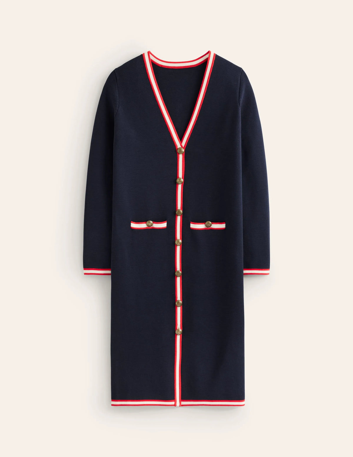 Holly Longline Knitted Jacket-Navy