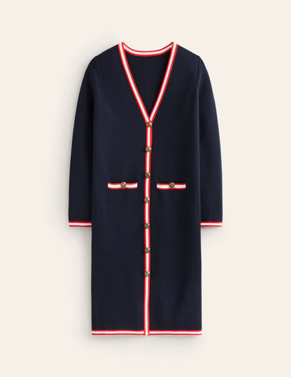 Holly Longline Knitted Jacket-Navy