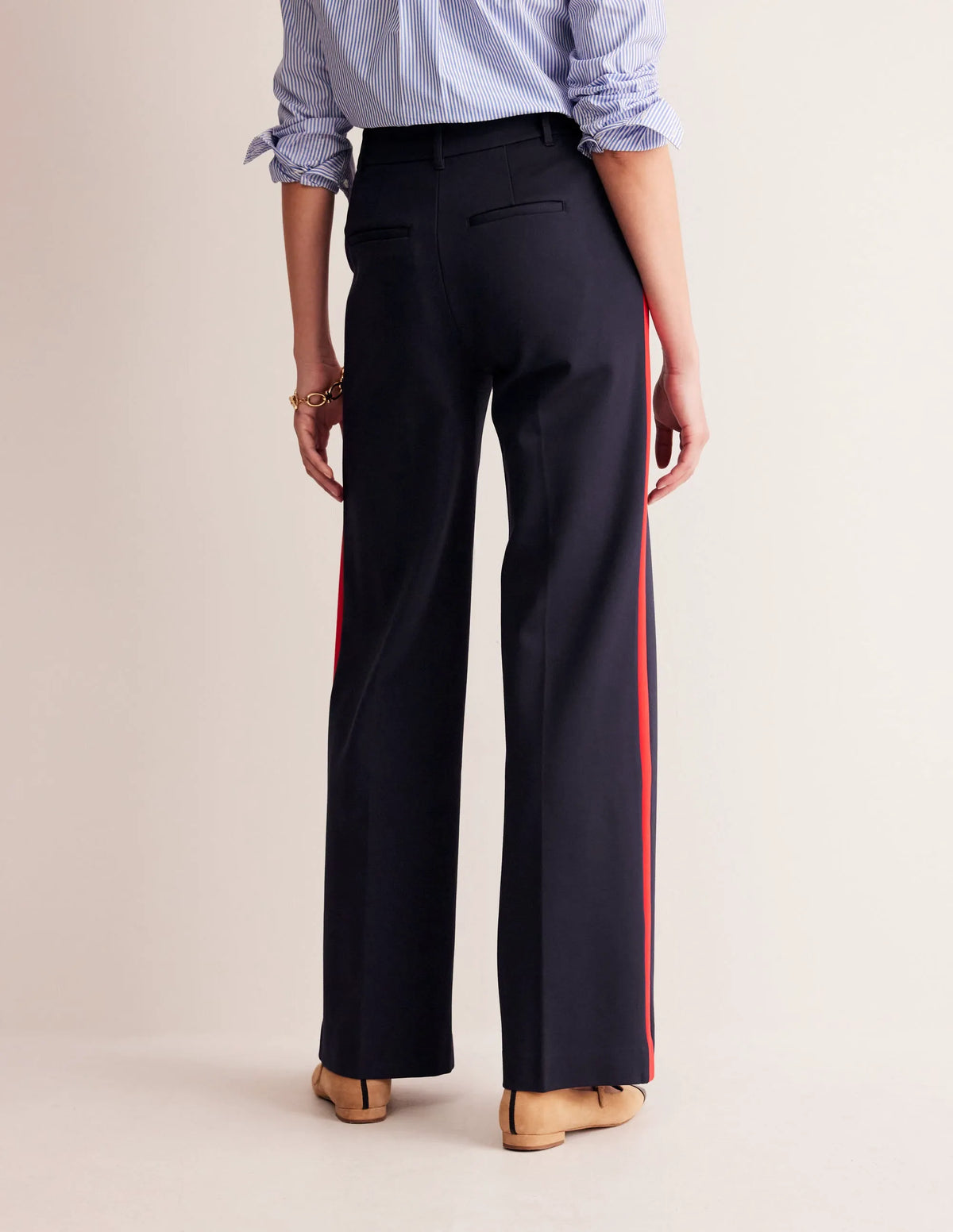 Westbourne Ponte Trousers-Navy, Red Stripe