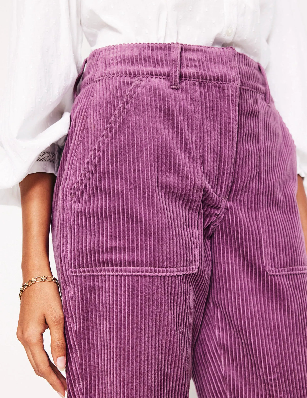 Tapered Cord Cargo Pants-Purple Thistle