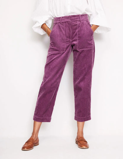 Tapered Cord Cargo Pants-Purple Thistle