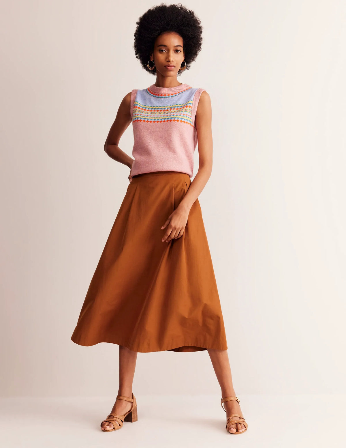 Isabella Taffeta Midi Skirt-Ochre