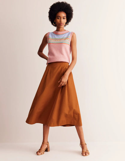 Isabella Taffeta Midi Skirt-Ochre