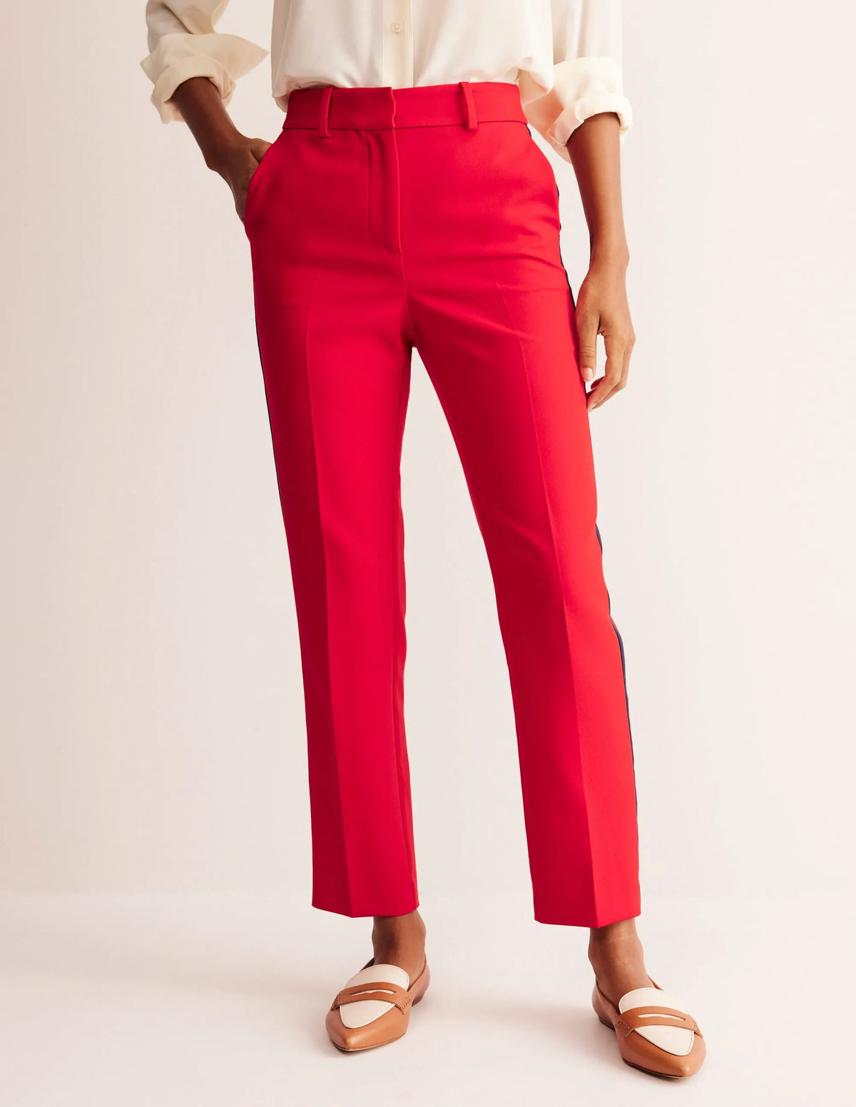 Kew Side Stripe Pants-Red /Navy Side Stripe