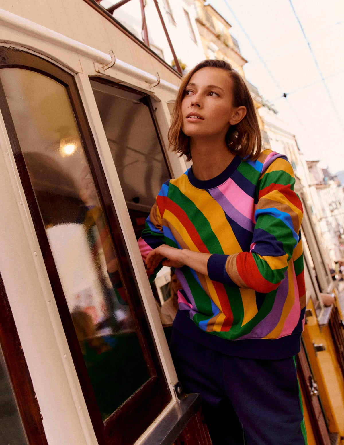 Hannah Printed Sweatshirt-Multi, Abstract Rainbow