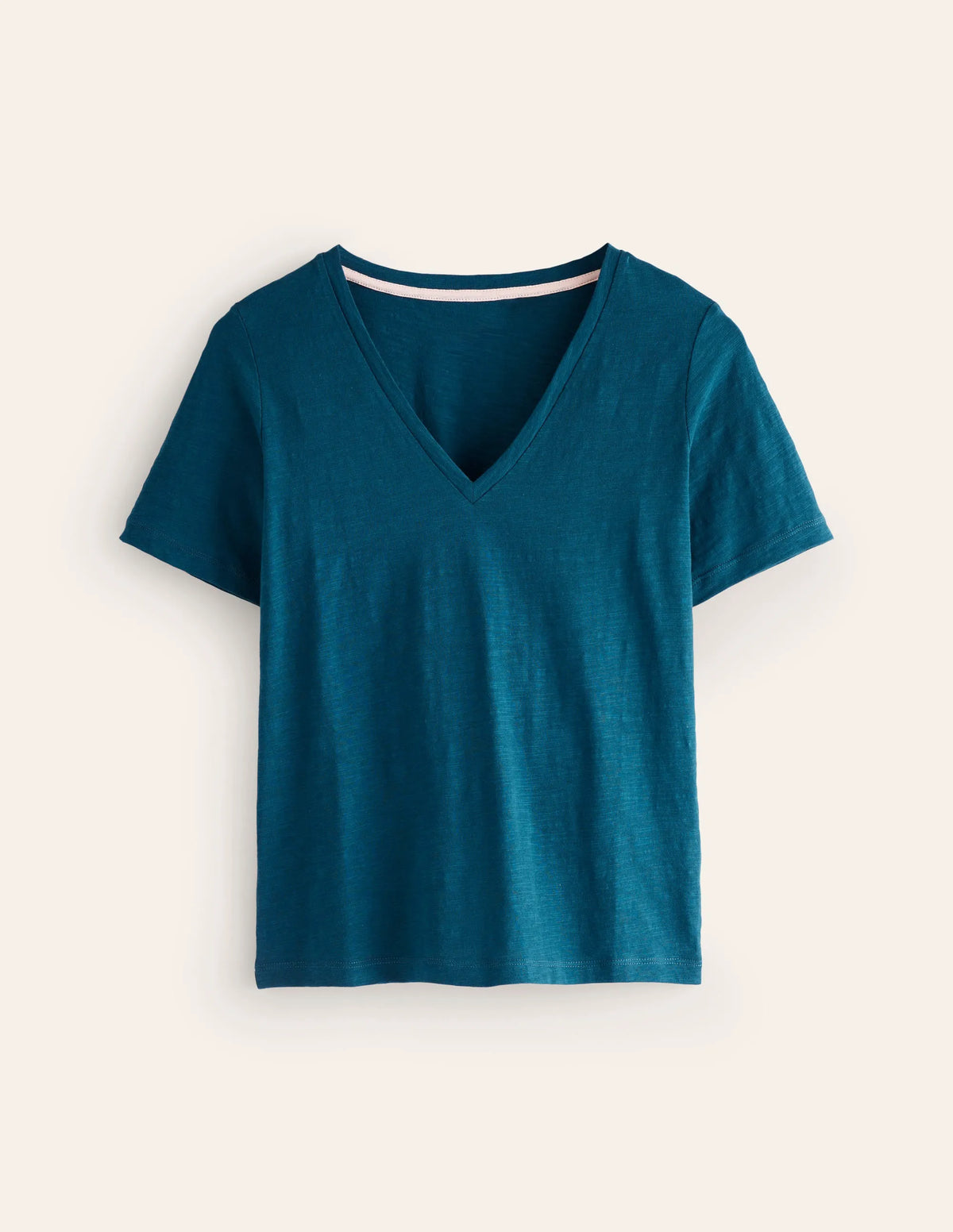 Regular V-Neck Slub T-shirt-Harbour Blue