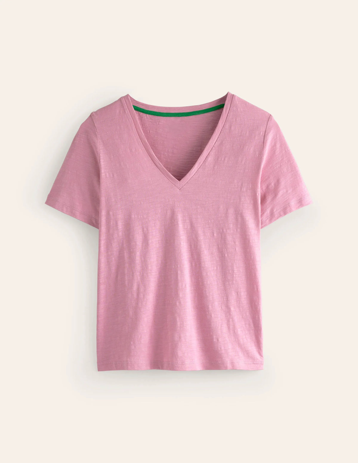 Regular V-Neck Slub T-shirt-Old Rose