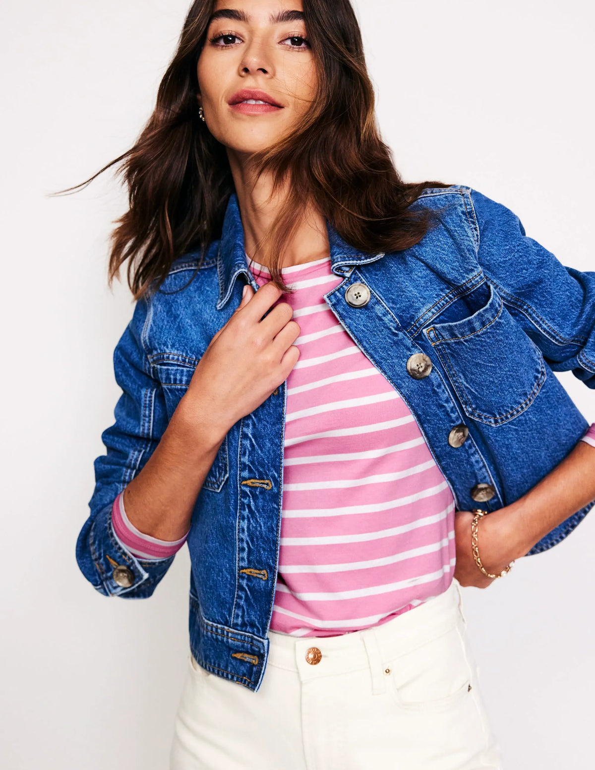 Arabella Stripe Jersey Top-Pink, Ivory Stripe