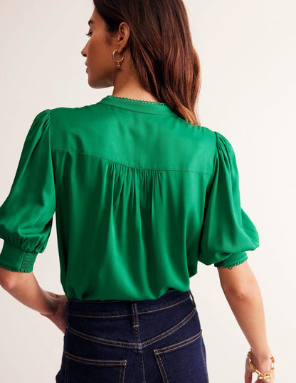 Ara Short Sleeve Top-Rich Emerald
