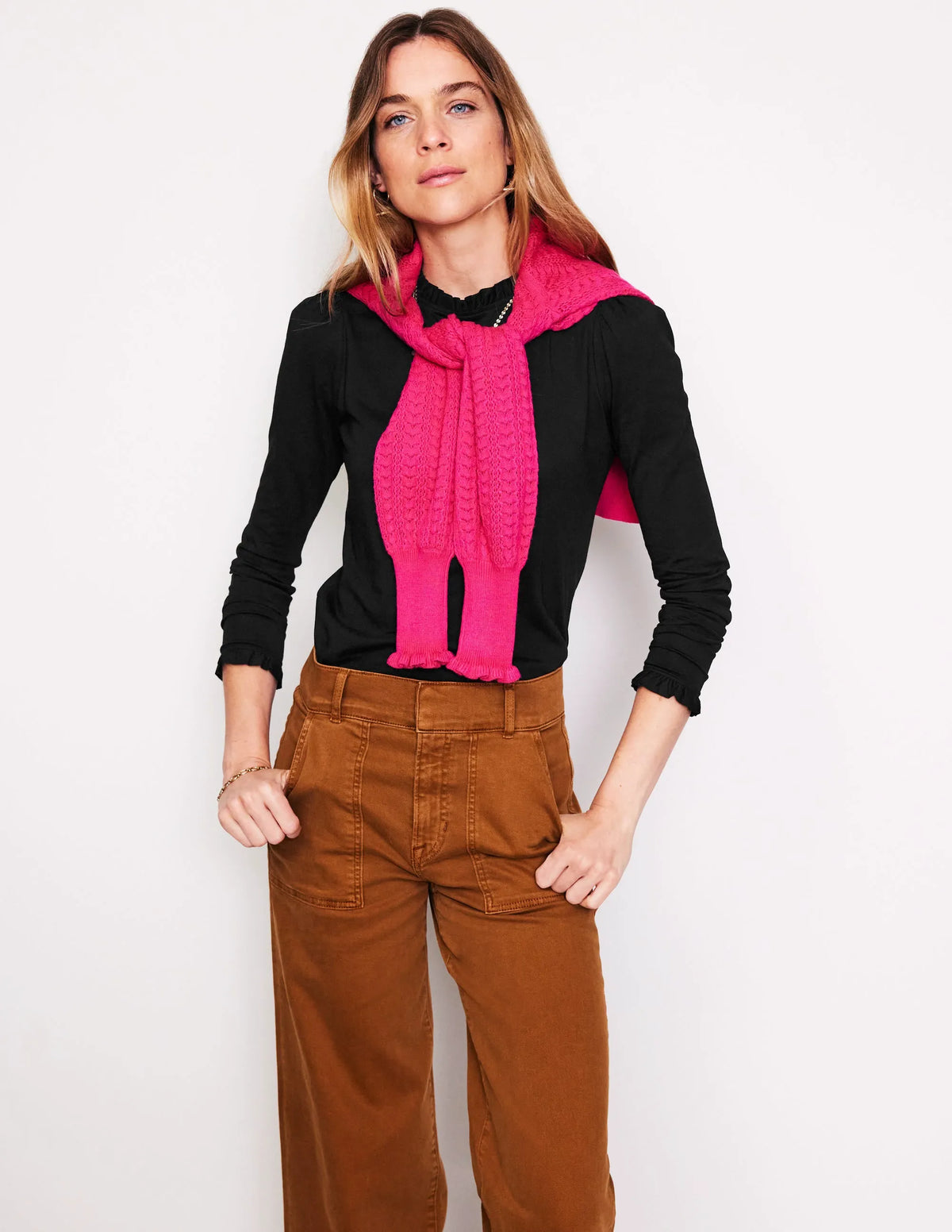 Supersoft Frill Detail Top-Black