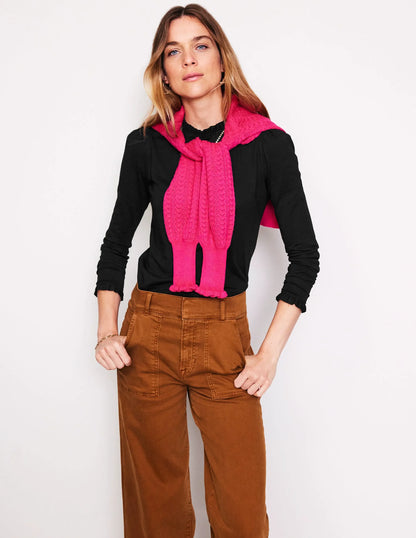 Supersoft Frill Detail Top-Black