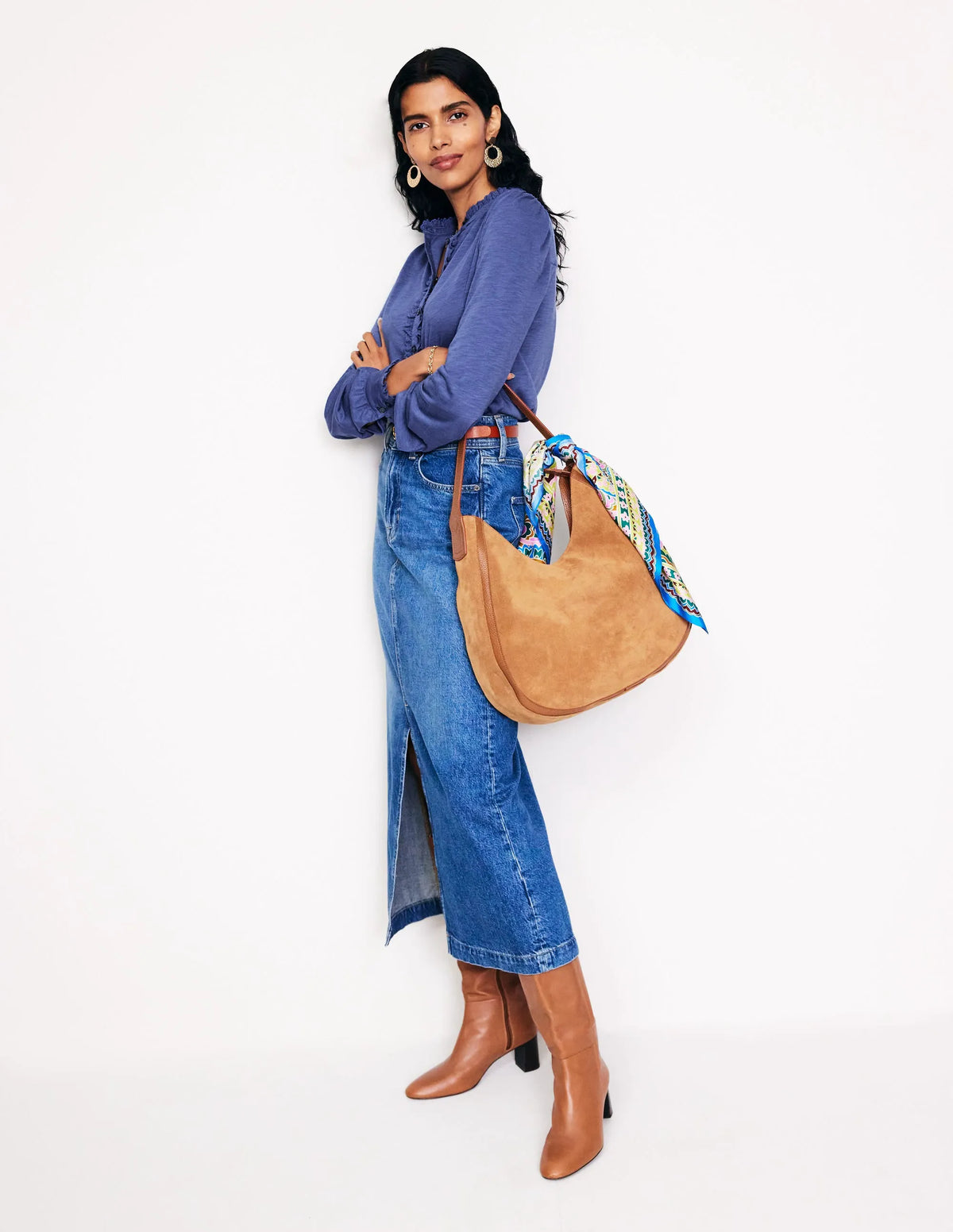 Caroline Broderie Jersey Shirt-True Navy