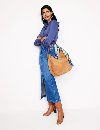 Caroline Broderie Jersey Shirt-True Navy