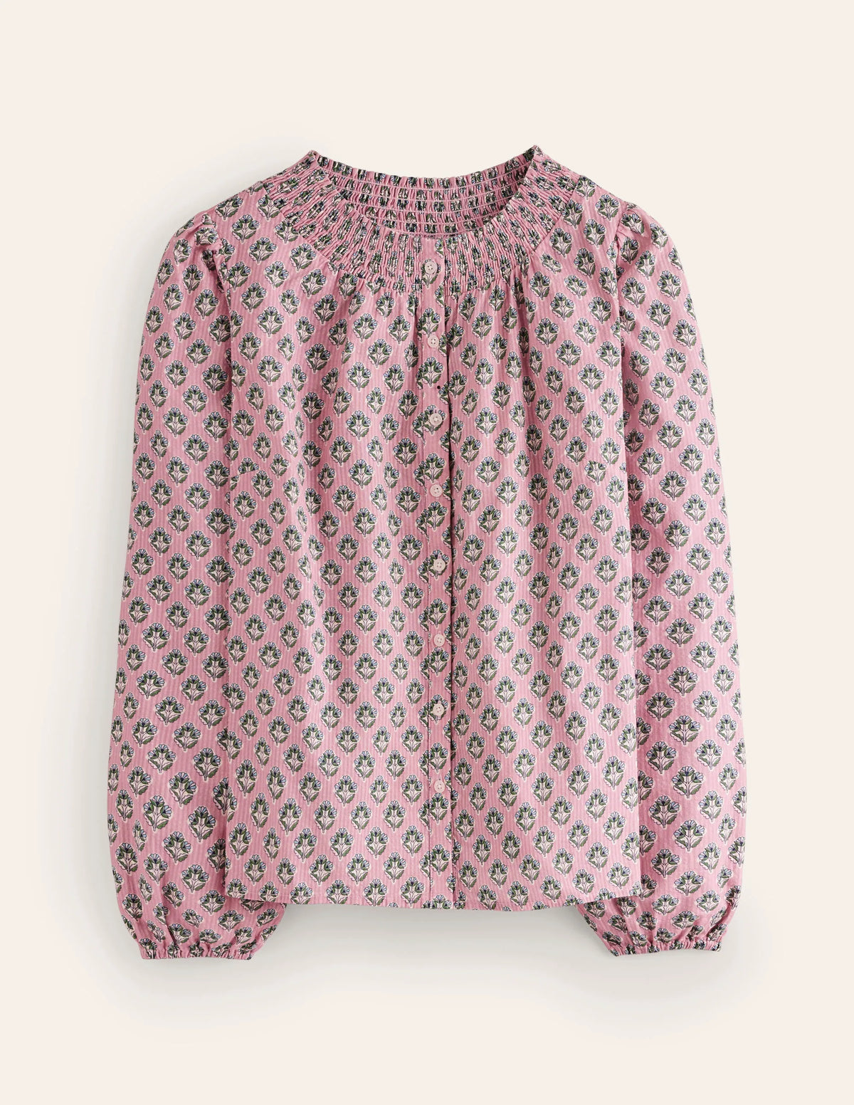 Mae Cotton Smocked Blouse-Vintage Pink, Pome Stamp
