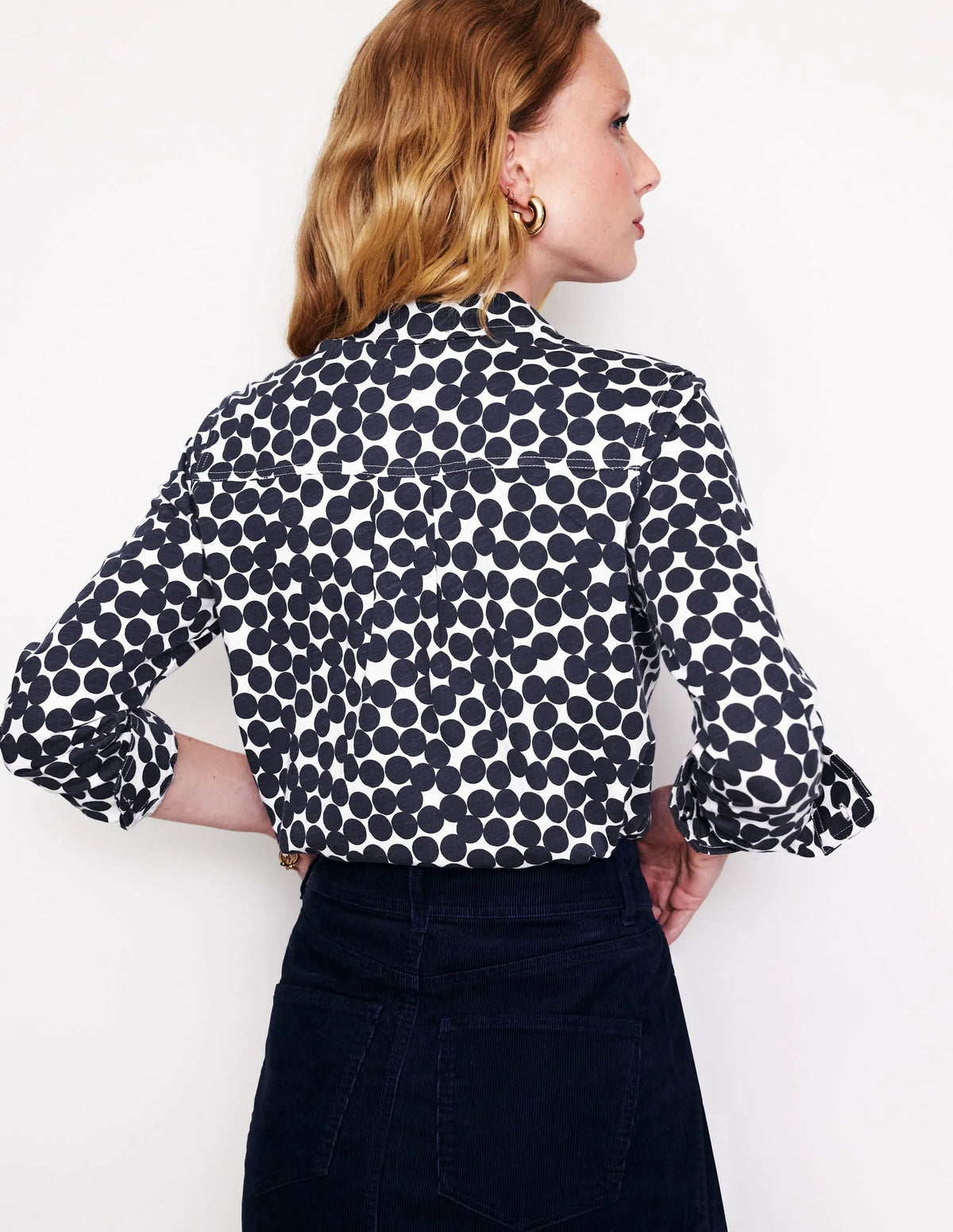 Amelia Jersey Shirt-Navy, Spot Cluster