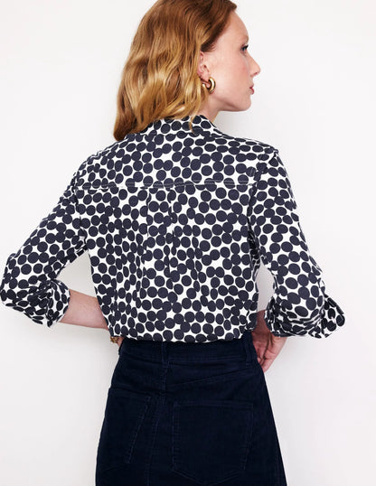 Amelia Jersey Shirt-Navy, Spot Cluster