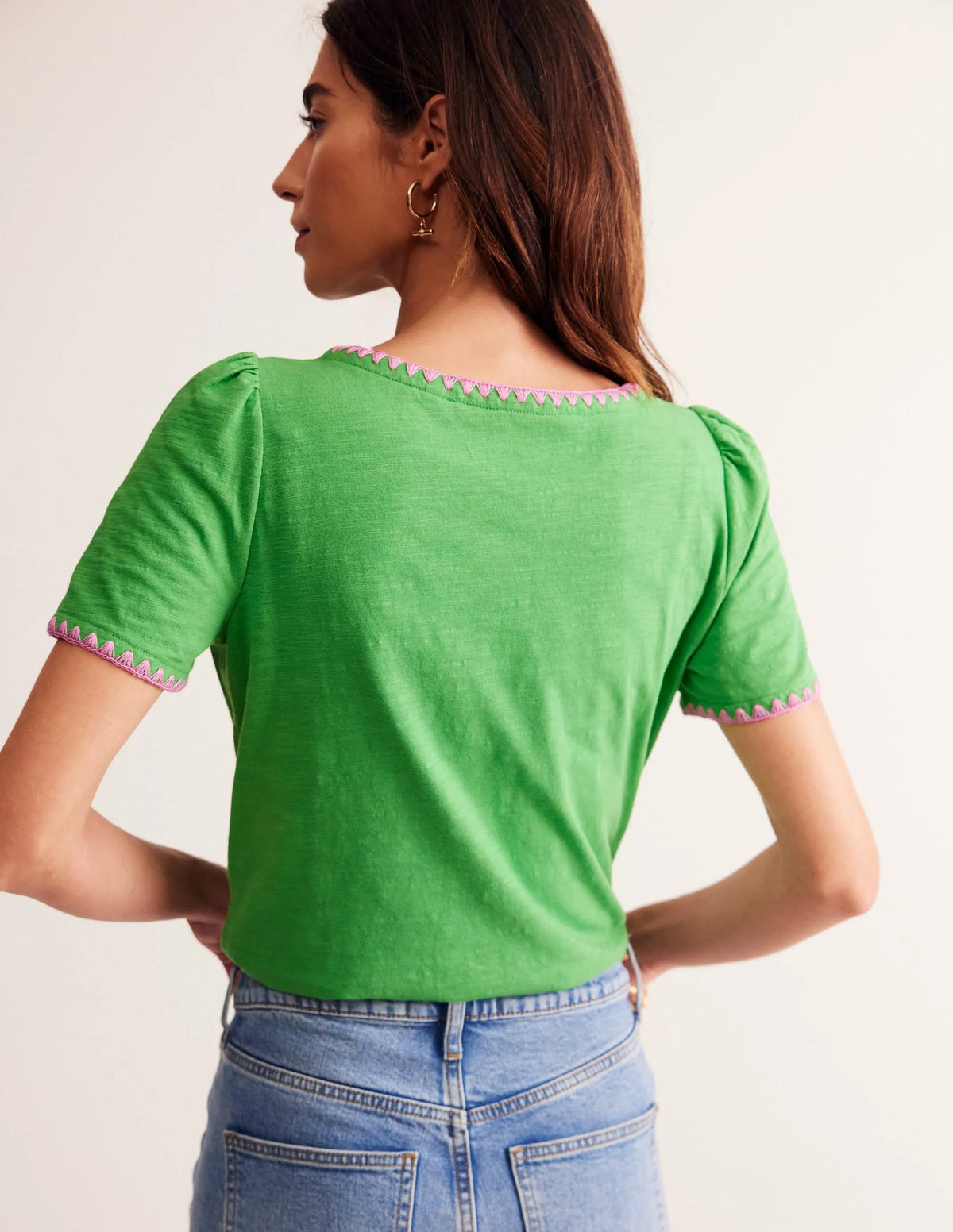 Ali Crochet T-shirt-Kelly Green