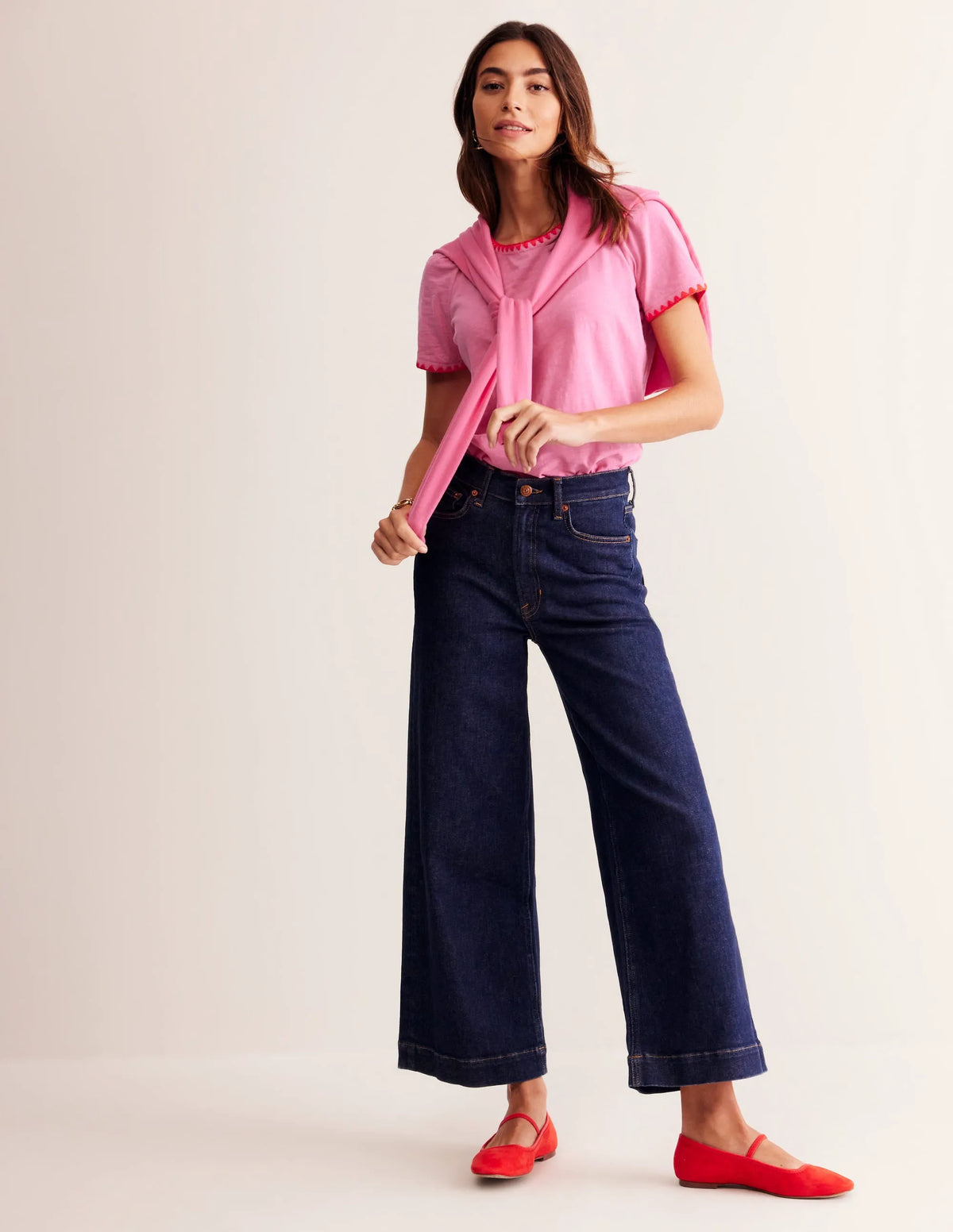 Ali Crochet T-shirt-Sangria Sunset