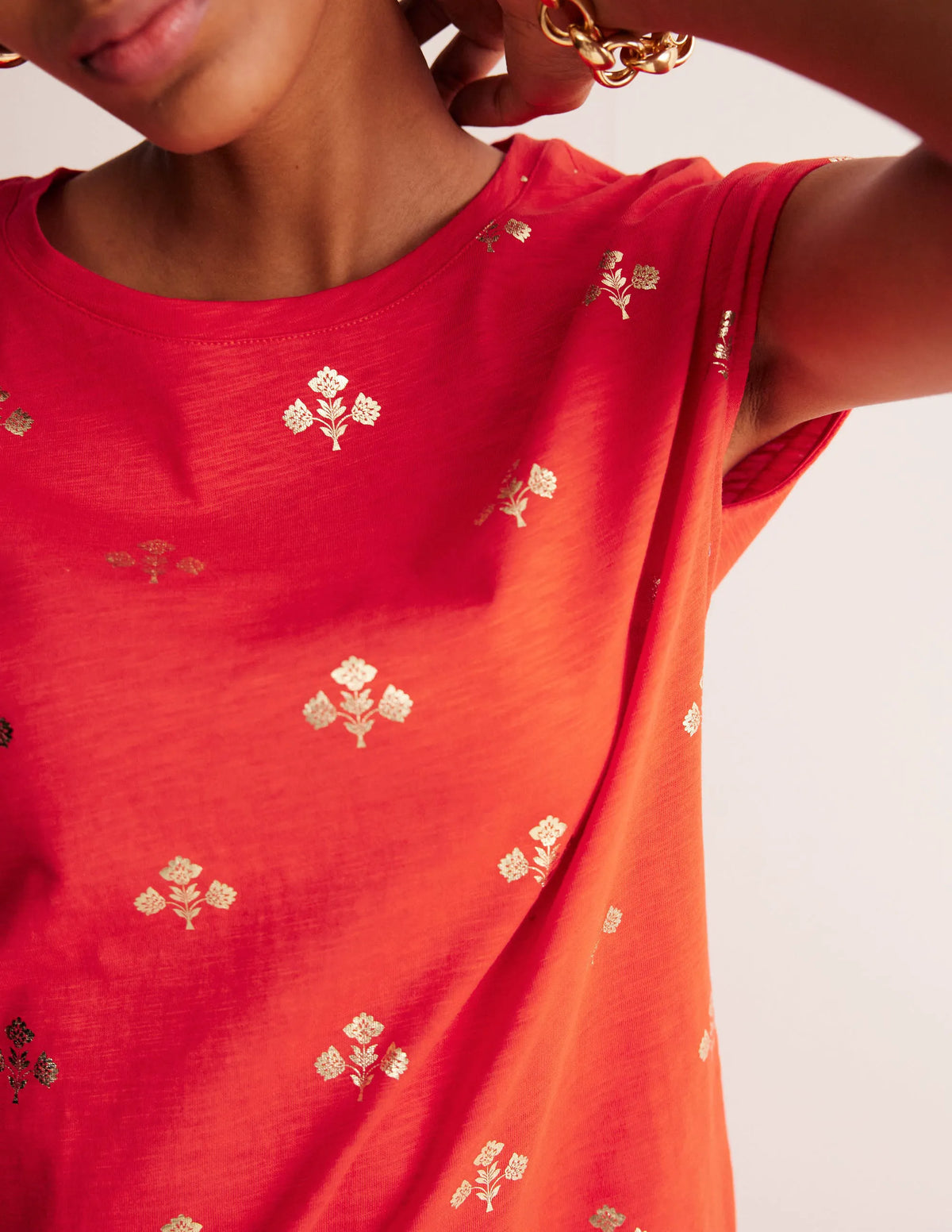 Leah Jersey T-shirt Dress-Flame Scarlet, Passion Stem