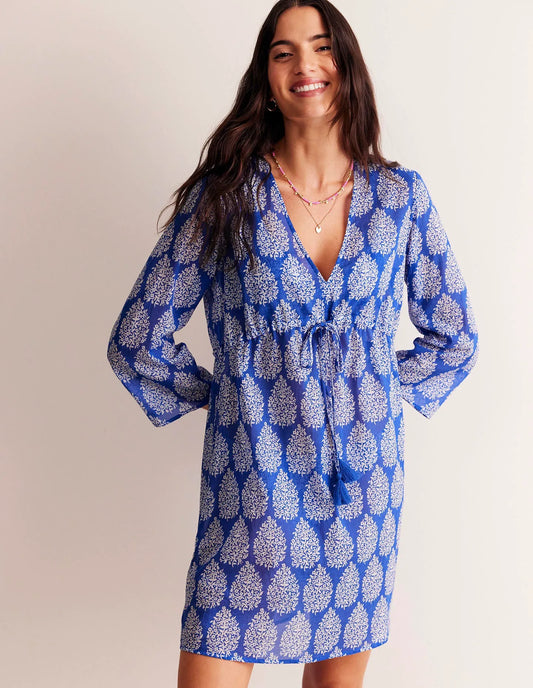 Cotton Beach Short Kaftan-Surf The Web, Floret Paisley