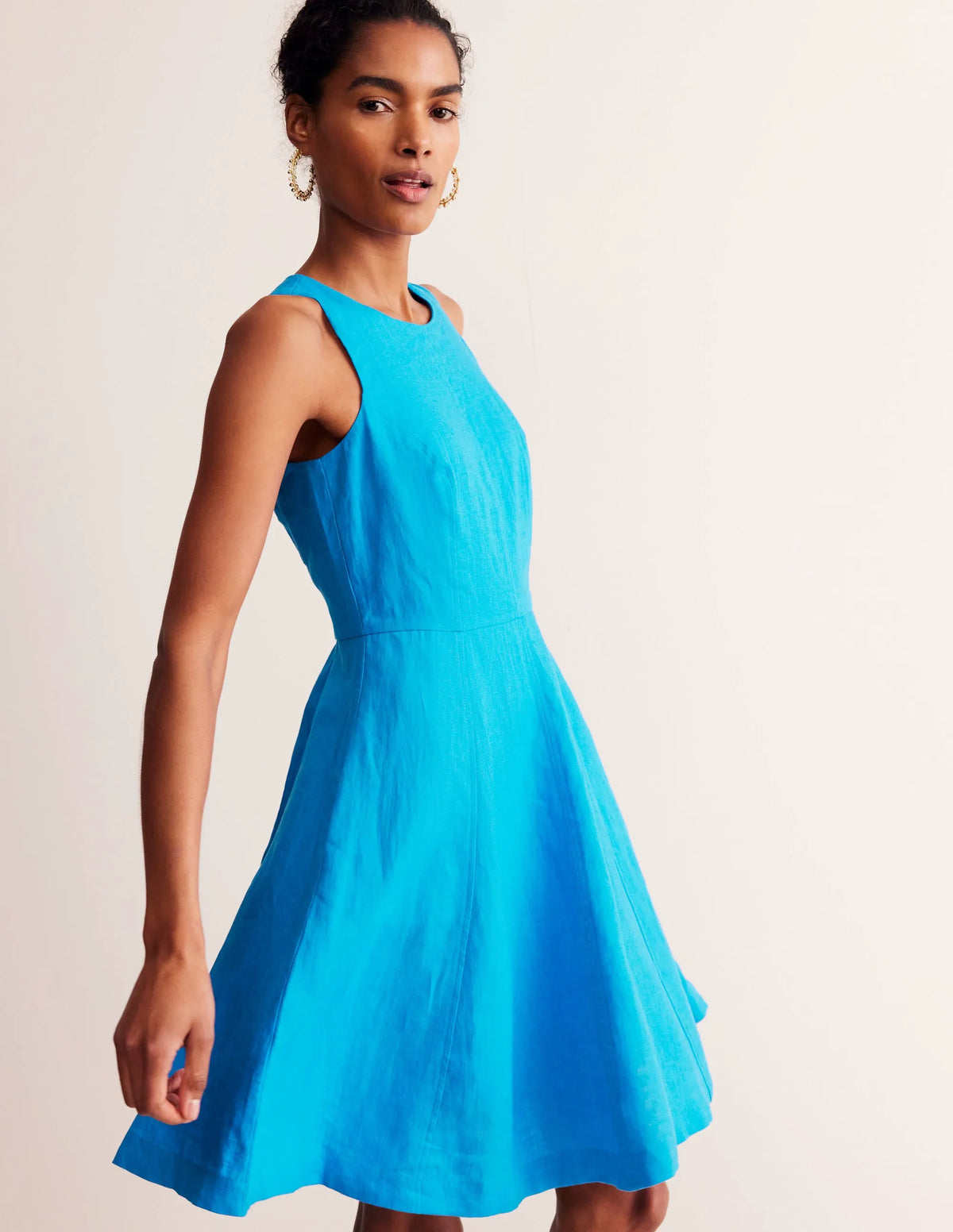 Carla Linen Short Dress-Brilliant Blue