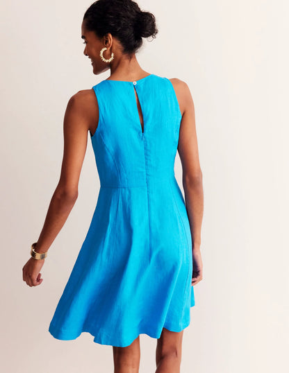 Carla Linen Short Dress-Brilliant Blue