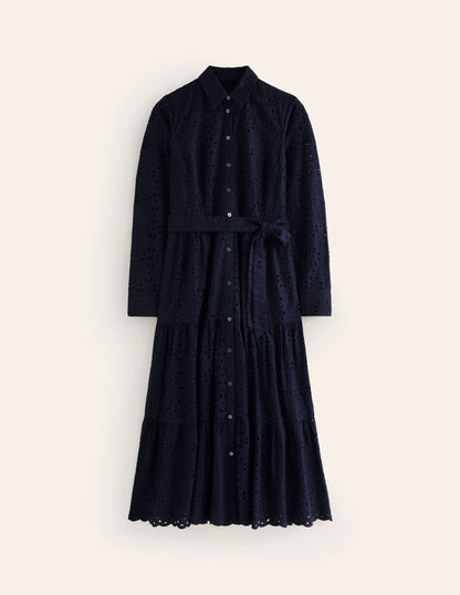 Rosanna Broderie Shirt Dress-Navy