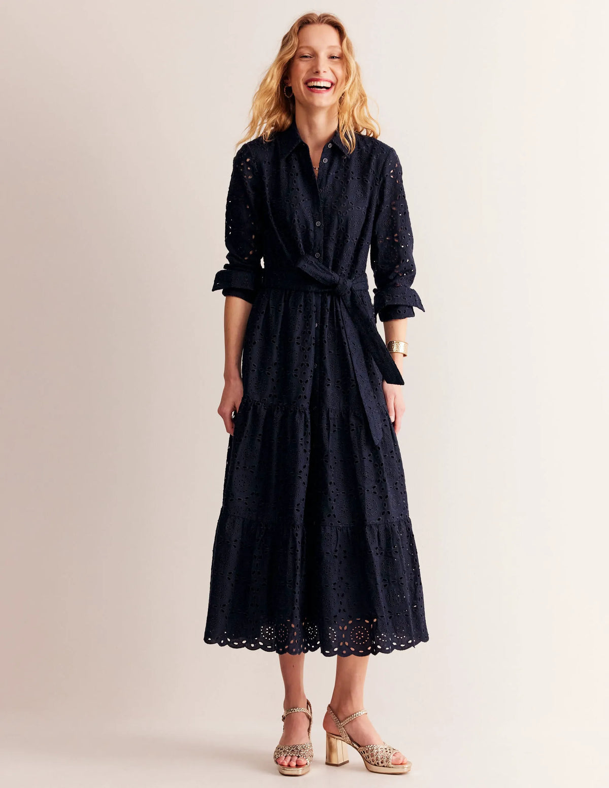 Rosanna Broderie Shirt Dress-Navy