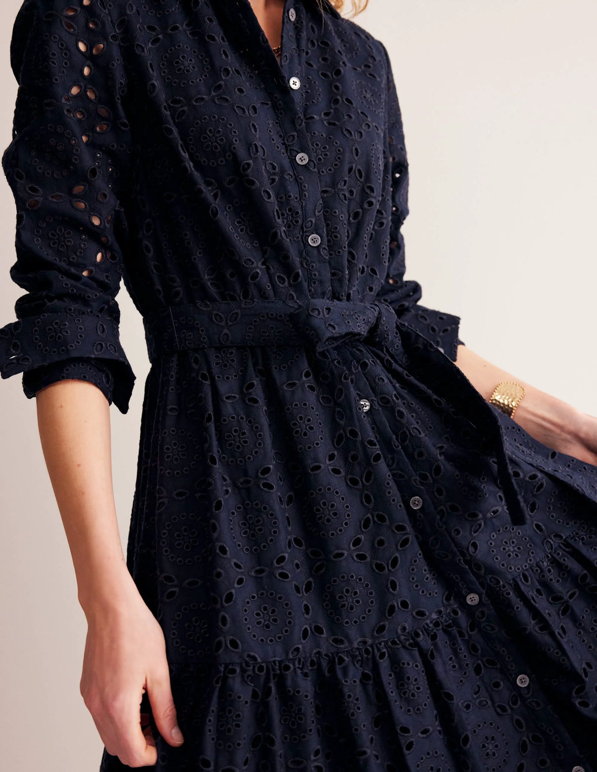 Rosanna Broderie Shirt Dress-Navy