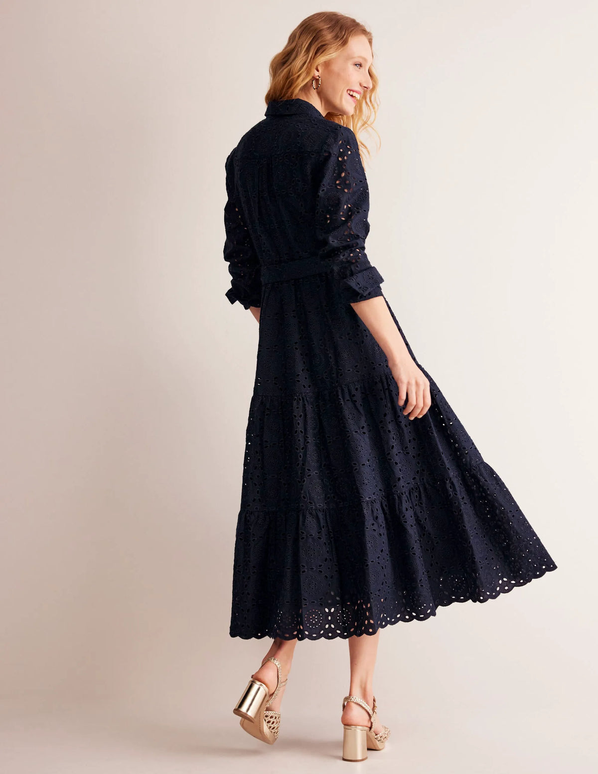 Rosanna Broderie Shirt Dress-Navy
