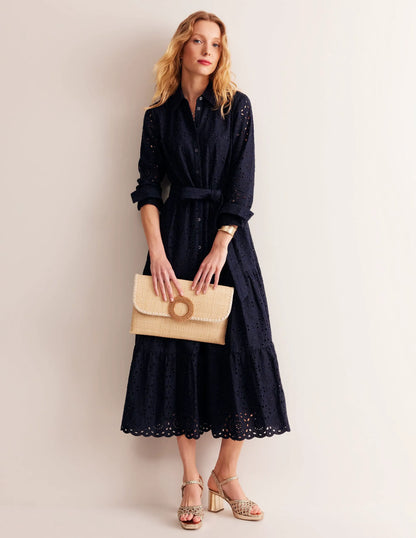 Rosanna Broderie Shirt Dress-Navy