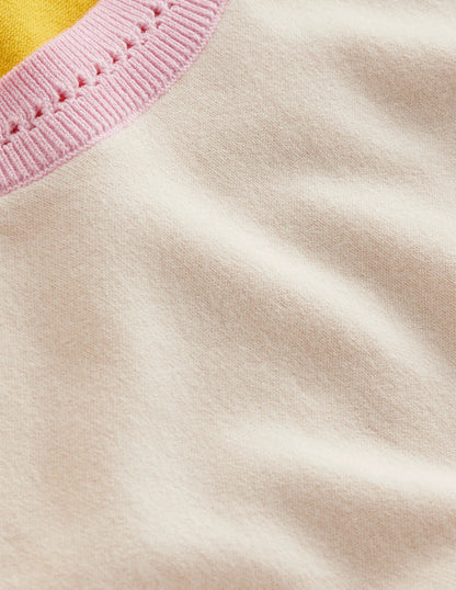 Catriona Cotton Crew T-shirt-Warm Ivory/ Mimosa Yellow