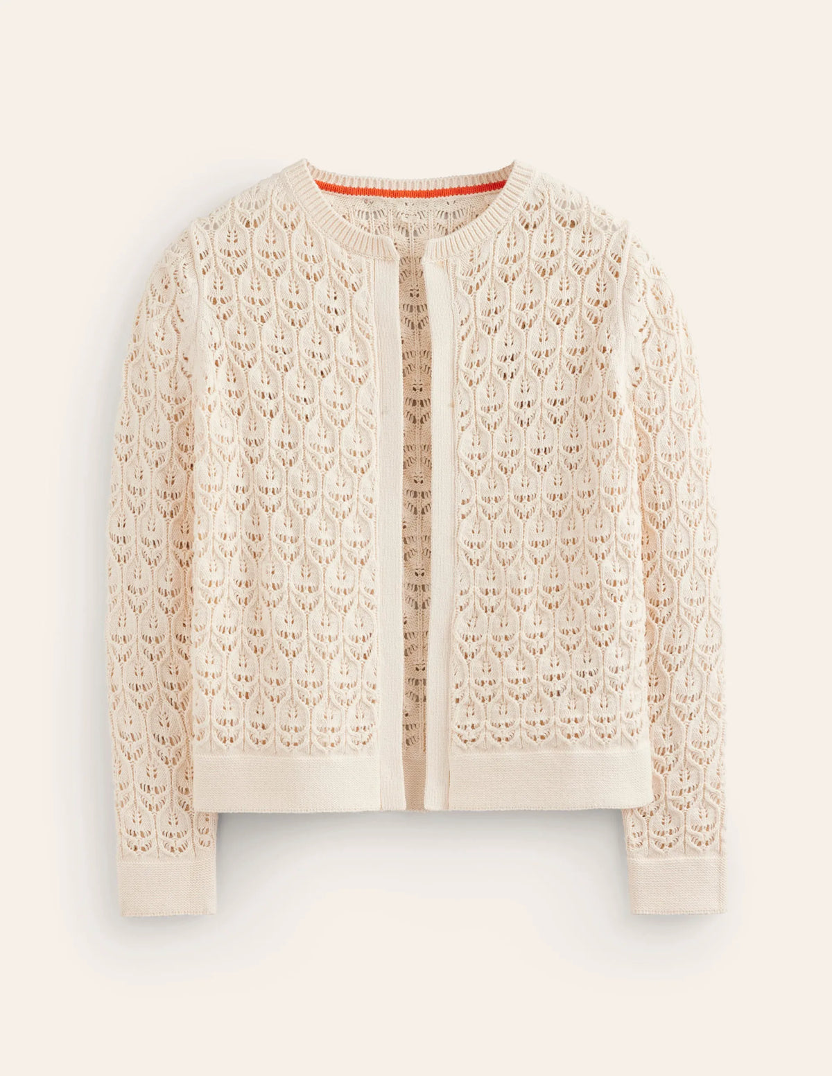 Crochet Knit Cardigan-Warm Ivory