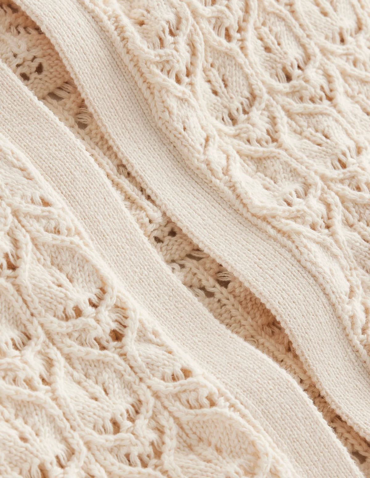 Crochet Knit Cardigan-Warm Ivory