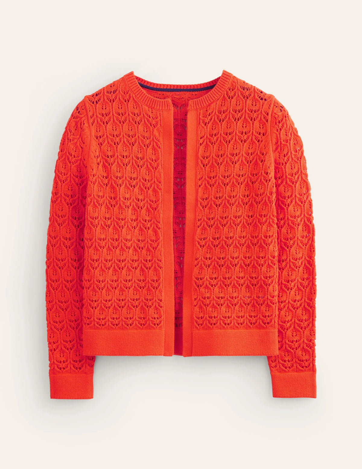 Crochet Knit Cardigan-Gladioli Orange