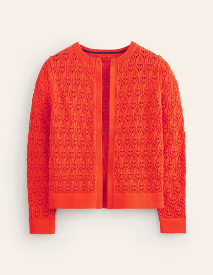 Crochet Knit Cardigan-Gladioli Orange