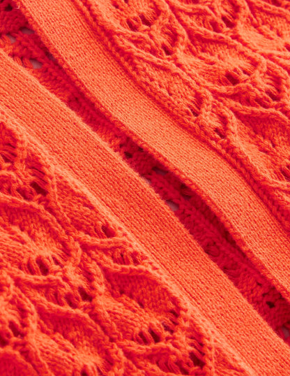 Crochet Knit Cardigan-Gladioli Orange