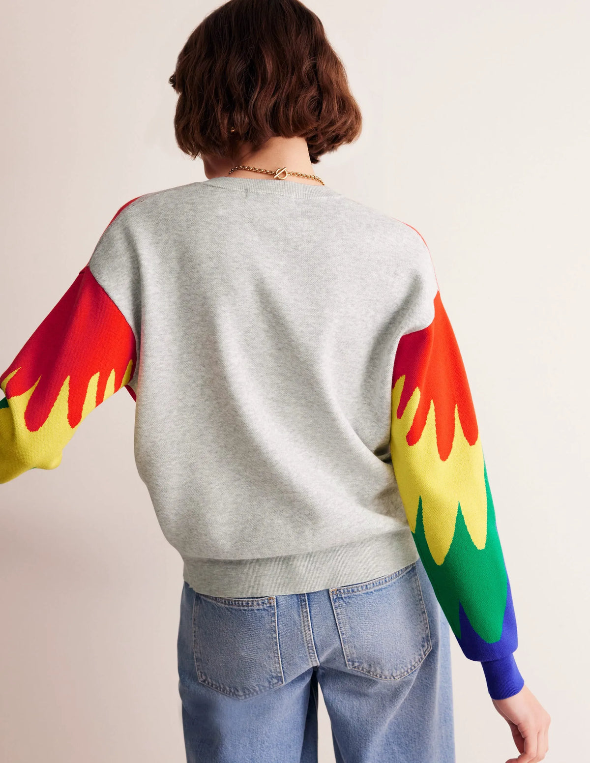 Novelty Knitted Cardigan-Pale Grey Melange, Parrots