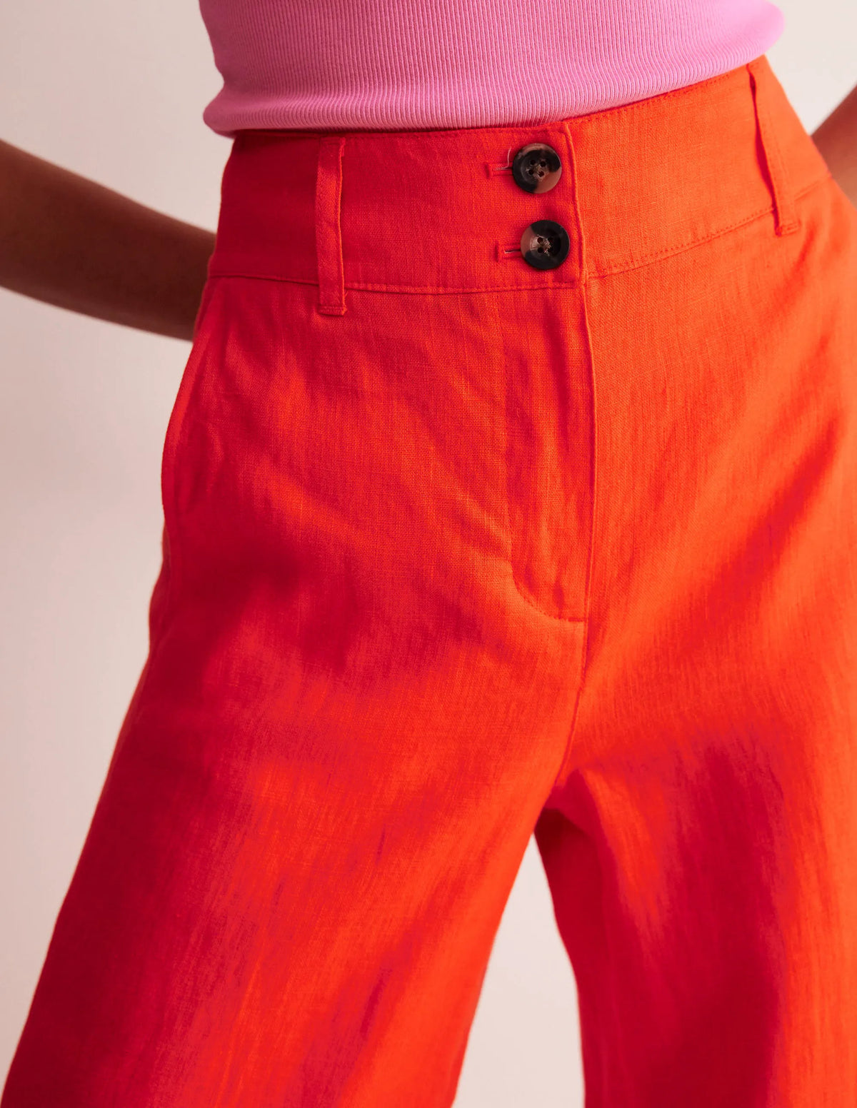Westbourne Cropped Linen Pants-Mandarin Orange