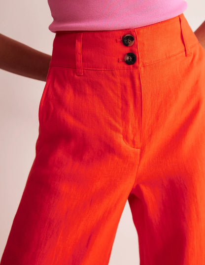 Westbourne Cropped Linen Pants-Mandarin Orange