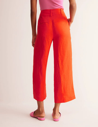 Westbourne Cropped Linen Pants-Mandarin Orange
