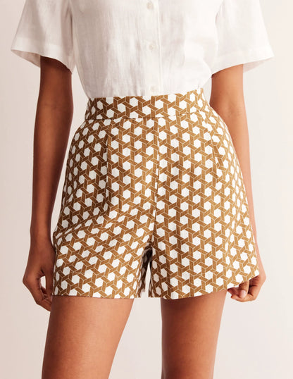 Hampstead Linen Shorts-Rubber, Honeycomb Geo