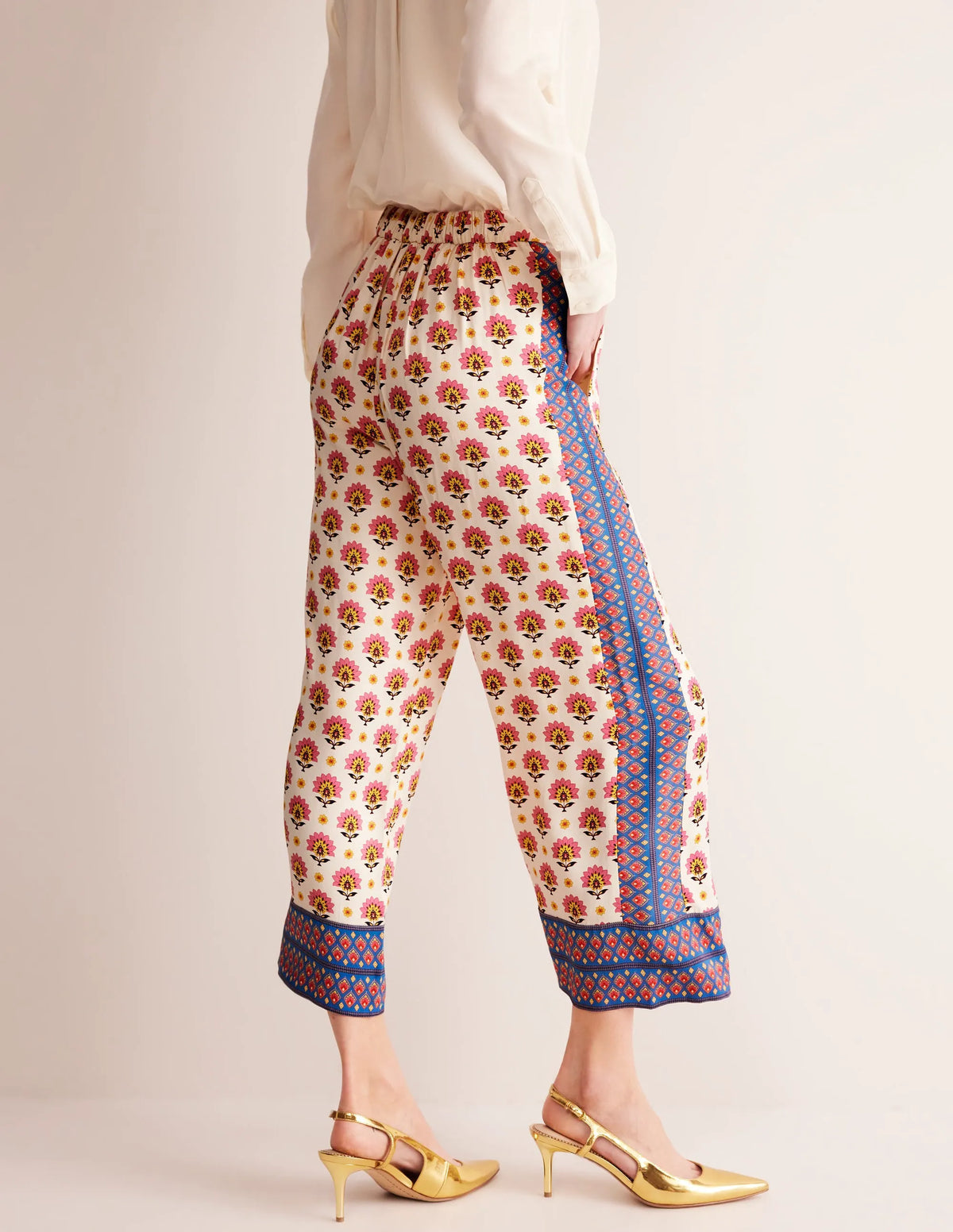 Straight Cropped Satin Pants-Passion Geo