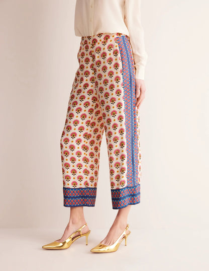 Straight Cropped Satin Pants-Passion Geo