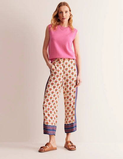 Straight Cropped Satin Pants-Passion Geo