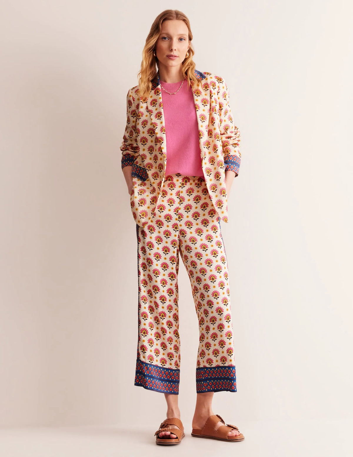 Straight Cropped Satin Pants-Passion Geo
