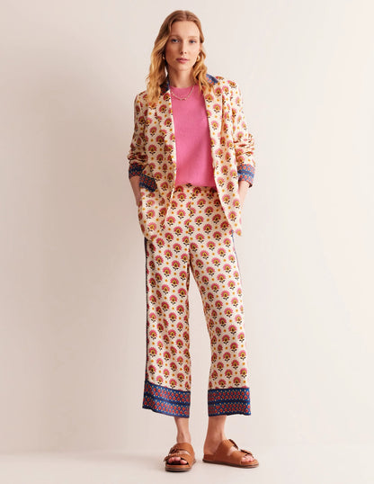 Straight Cropped Satin Pants-Passion Geo