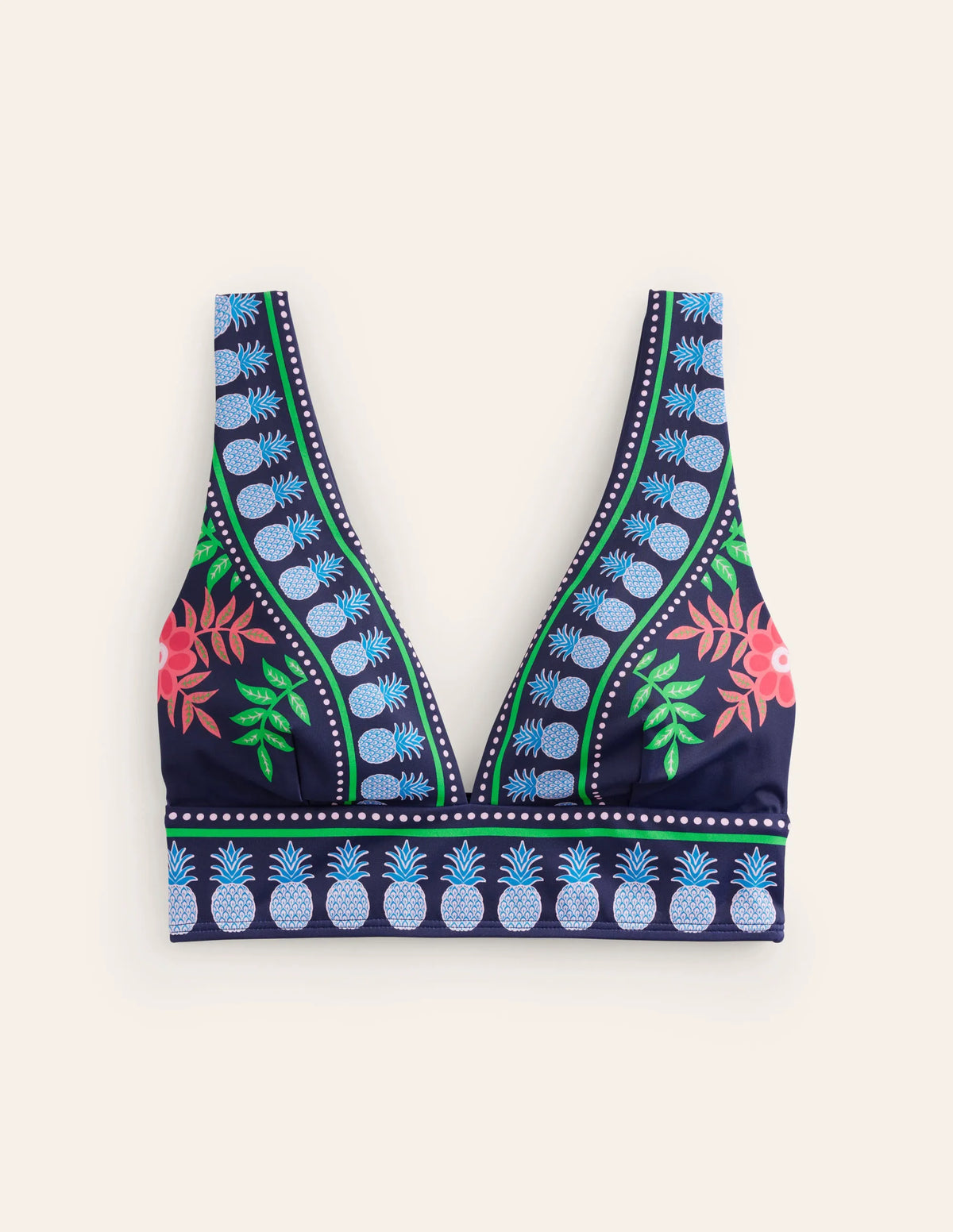 Porto V-neck Bikini Top-French Navy Tropic