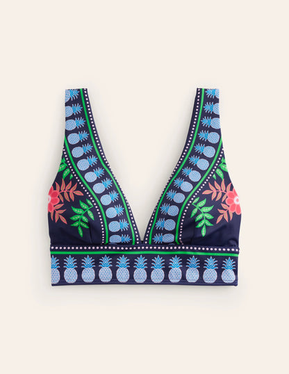 Porto V-neck Bikini Top-French Navy Tropic