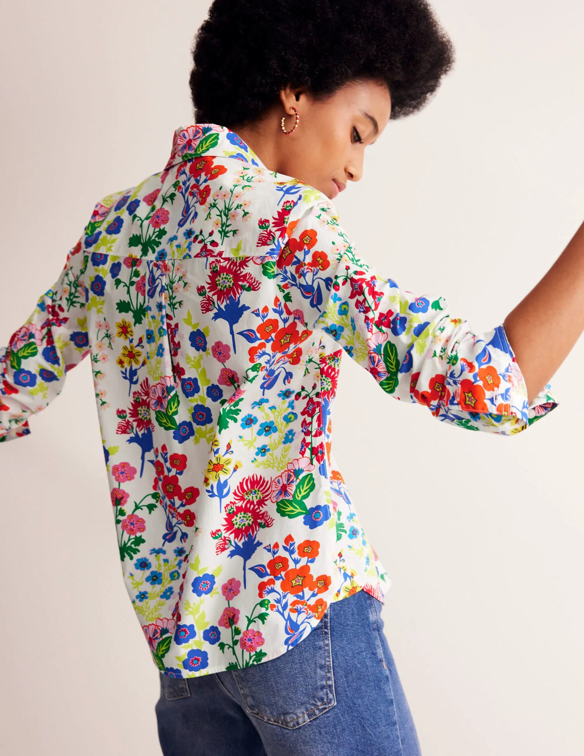 Sienna Cotton Shirt-Multi, Wildflower Cluster